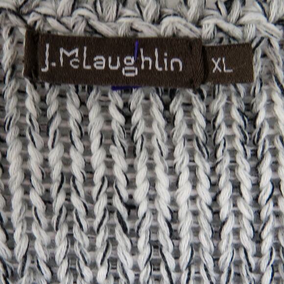 J. McLaughlin Gray Tweed Fringe Herringbone Jacket Cardigan with Pockets XL - Picture 4 of 5